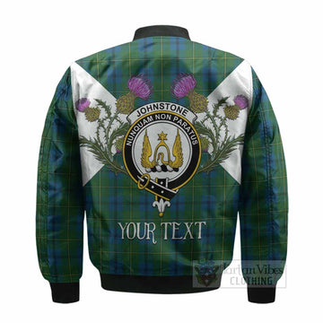 Johnstone (Johnston) Tartan Family Crest Bomber Jacket Scottish Burns Night Thistle Floral
