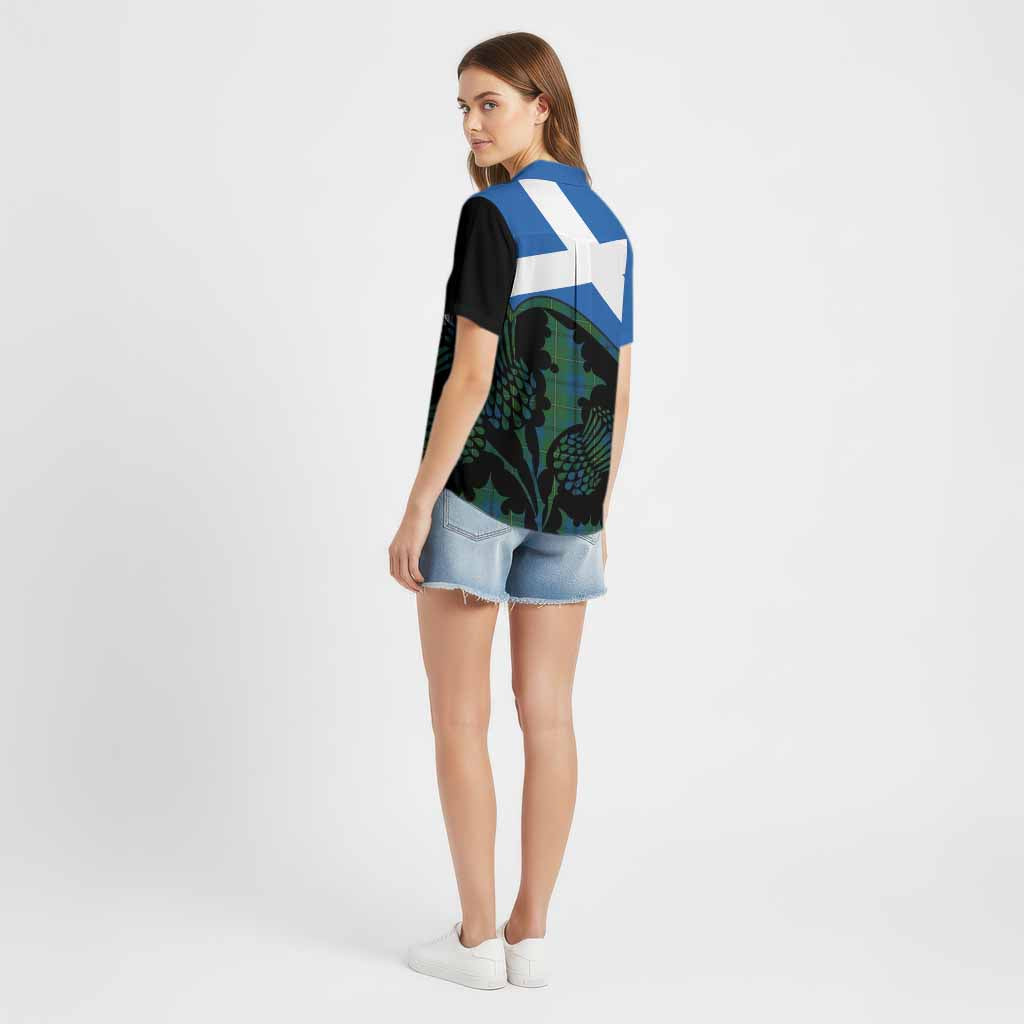 Johnstone (Johnston) Tartan Family Crest Cotton Hawaiian Shirt Scotland Thistle Floral Flag Style
