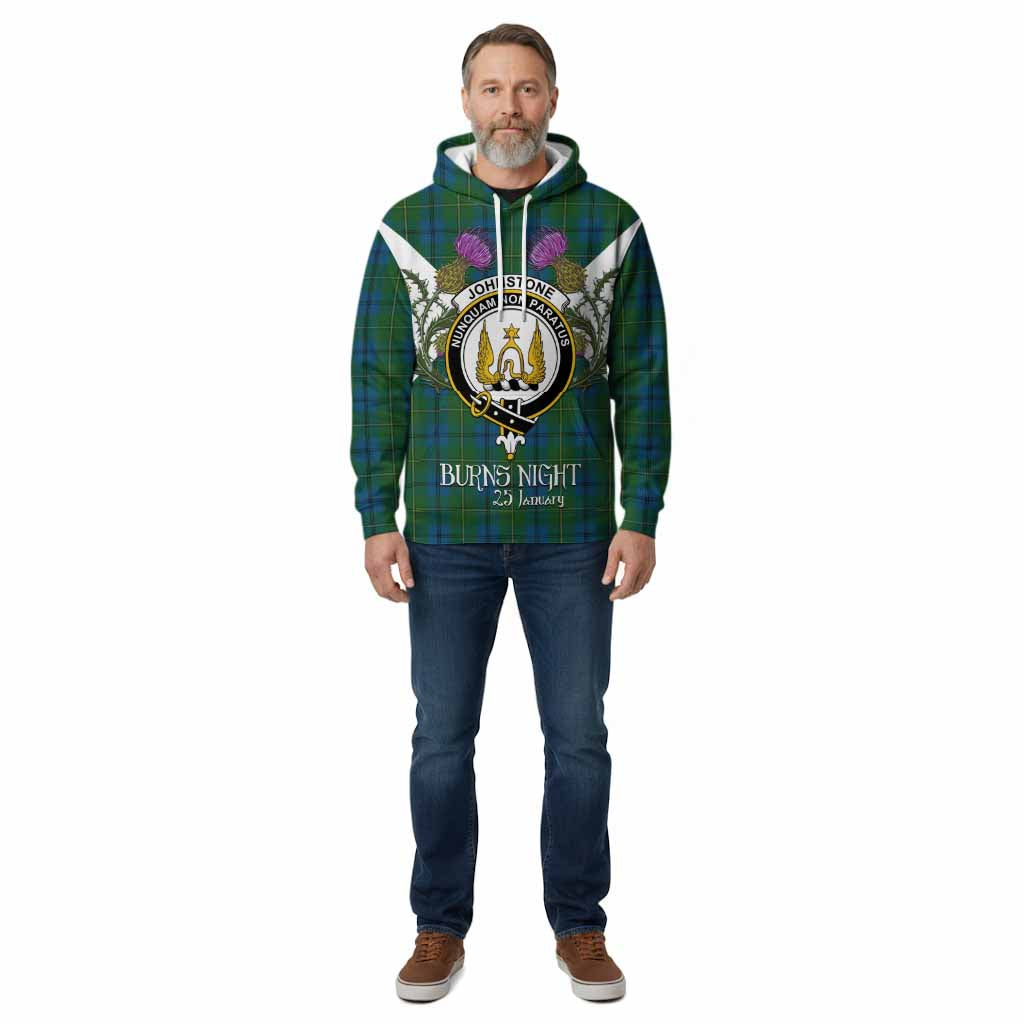 Johnstone (Johnston) Tartan Family Crest Cotton Hoodie Scottish Burns Night Thistle Floral