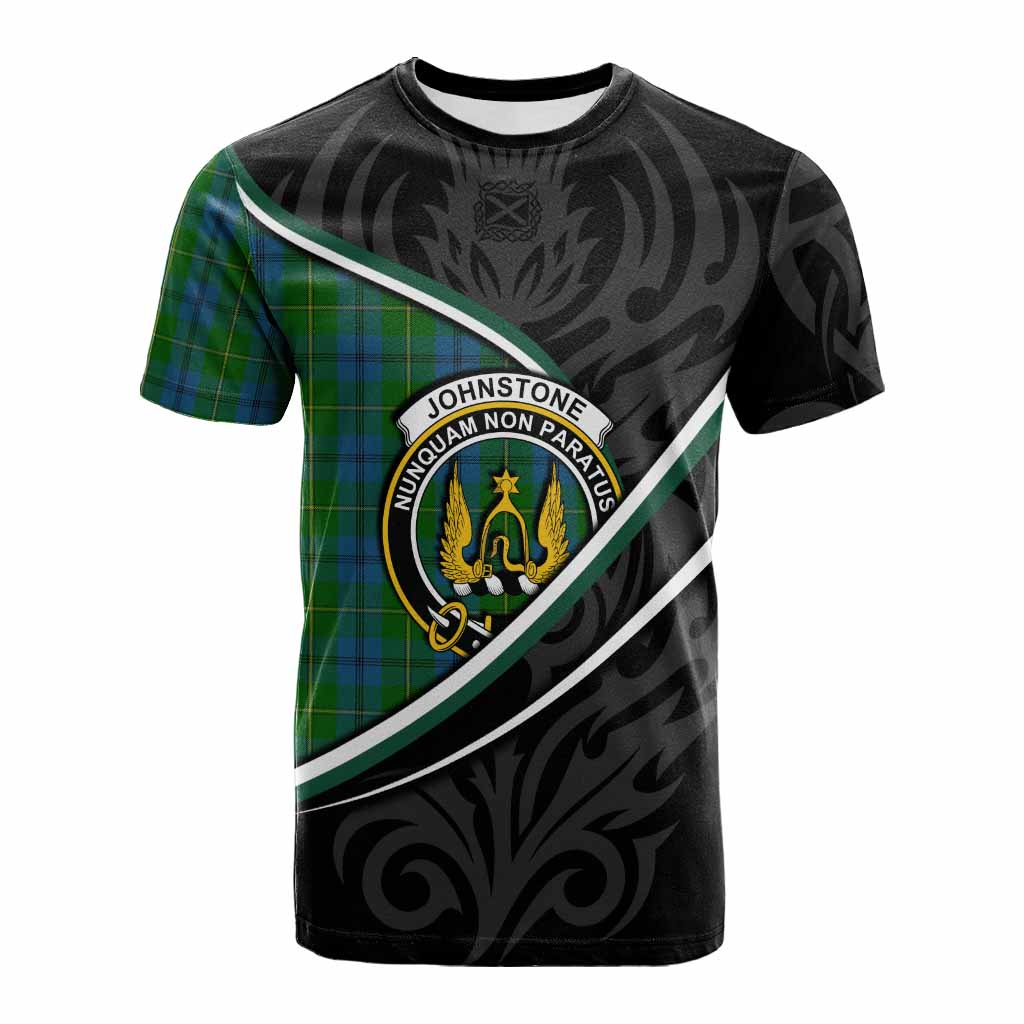 Johnstone (Johnston) Tartan Family Crest Cotton T-shirt Celtic Scottish Thistle Floral - Tartan Vibes Clothing
