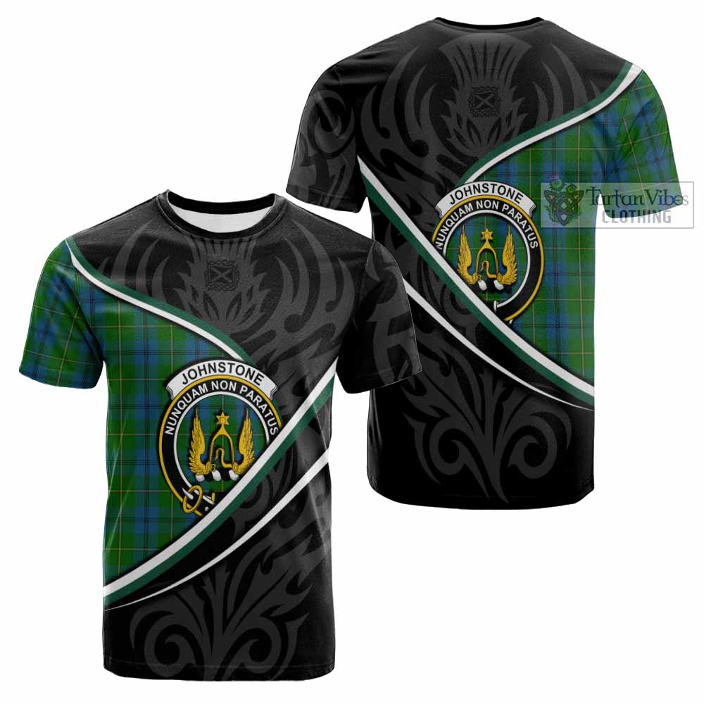 Johnstone (Johnston) Tartan Family Crest Cotton T-shirt Celtic Scottish Thistle Floral - Tartan Vibes Clothing