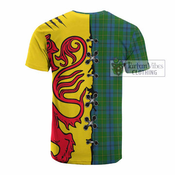 Johnstone (Johnston) Tartan Family Crest Cotton T-shirt Lion Rampant Honor - Tartan Vibes Clothing
