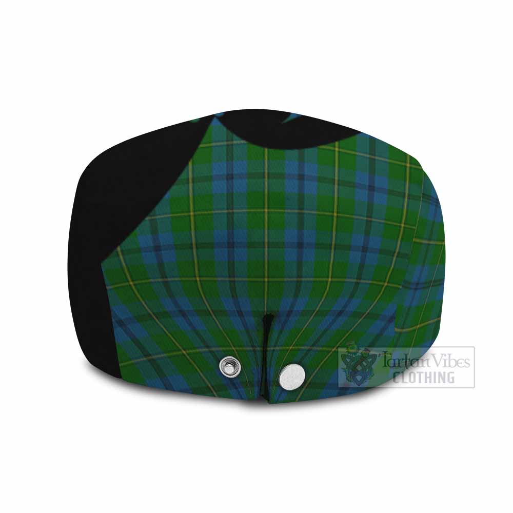 Johnstone (Johnston) Tartan Family Crest Flat Cap, Jeff Cap Scotland Thistle Floral