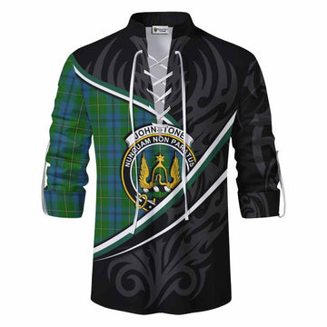Johnstone (Johnston) Tartan Family Crest Ghillie Kilt Shirt Celtic Scottish Thistle Floral