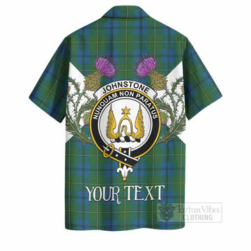 Johnstone (Johnston) Tartan Family Crest Hawaiian Shirt Scottish Burns Night Thistle Floral