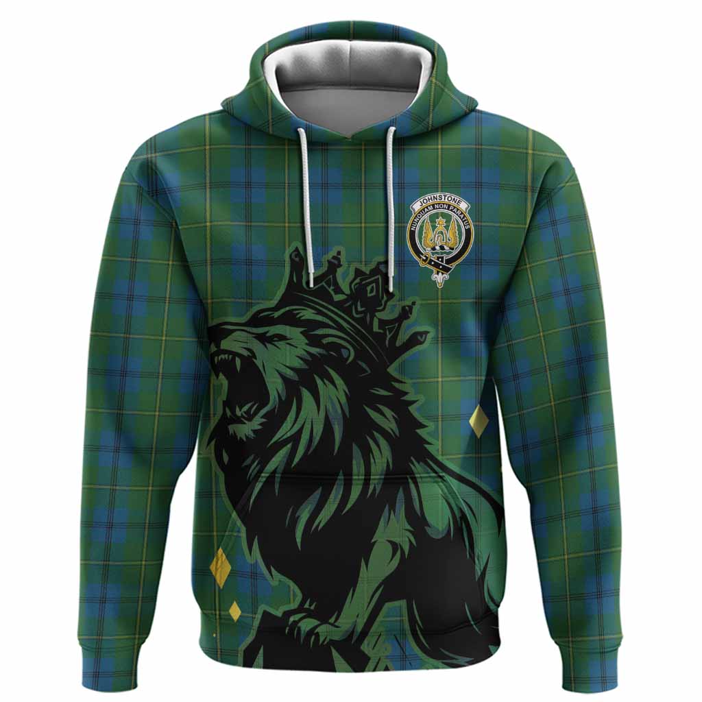 Johnstone (Johnston) Tartan Family Crest Hoodie Crowned Lion Roaring