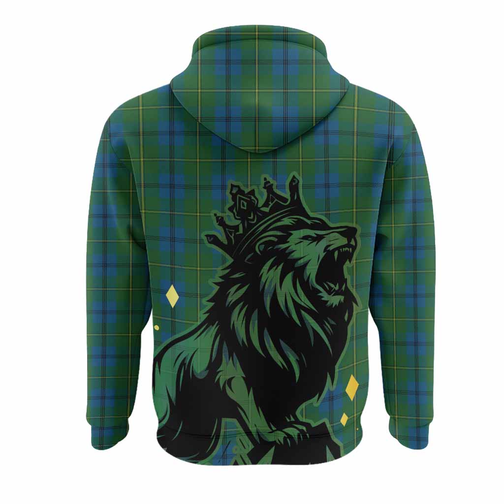 Johnstone (Johnston) Tartan Family Crest Hoodie Crowned Lion Roaring