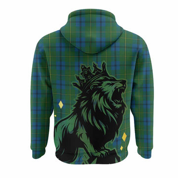 Johnstone (Johnston) Tartan Family Crest Hoodie Crowned Lion Roaring