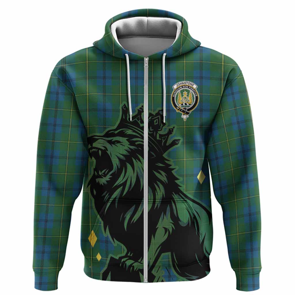 Johnstone (Johnston) Tartan Family Crest Hoodie Crowned Lion Roaring