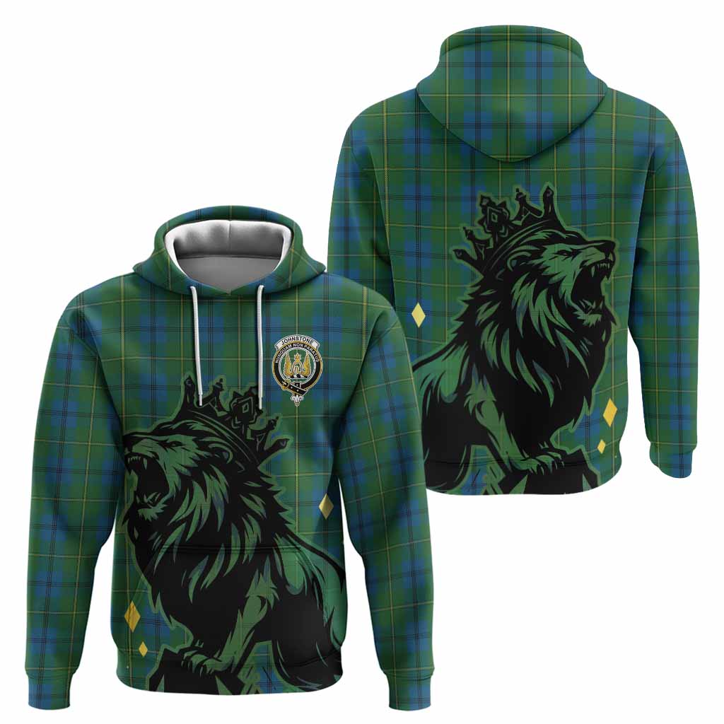 Johnstone (Johnston) Tartan Family Crest Hoodie Crowned Lion Roaring