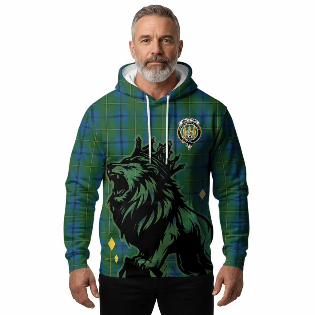 Johnstone (Johnston) Tartan Family Crest Hoodie Crowned Lion Roaring