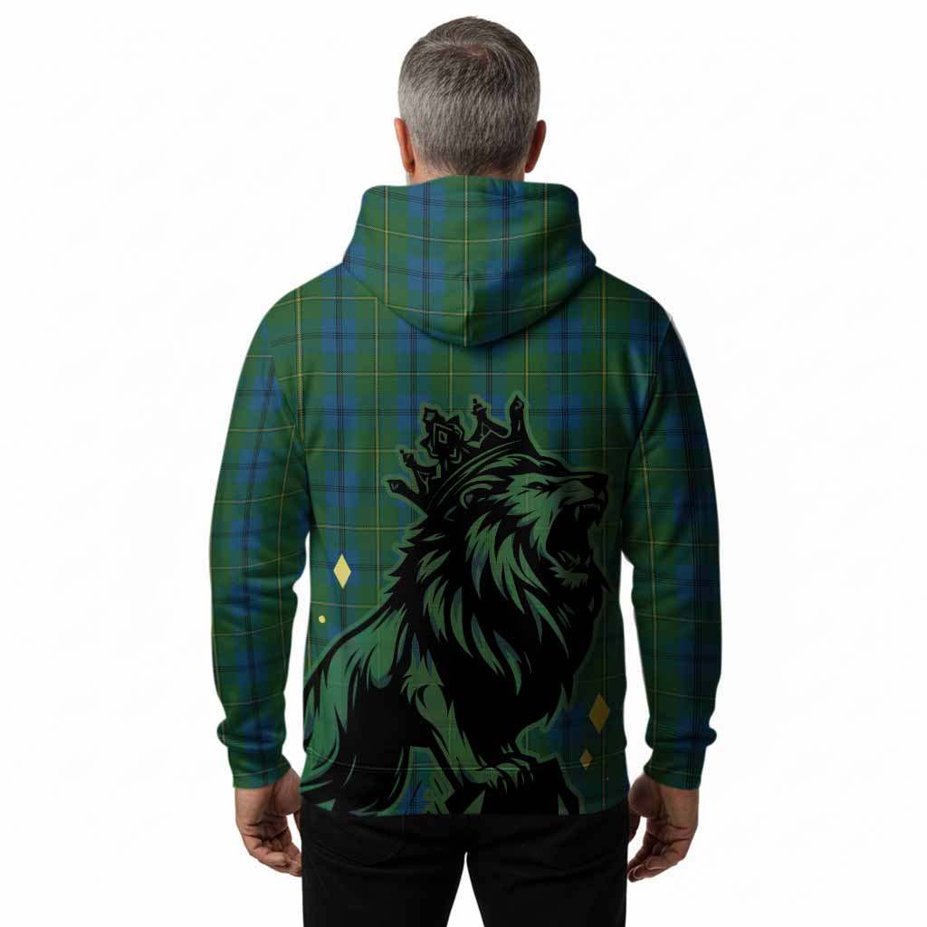 Johnstone (Johnston) Tartan Family Crest Hoodie Crowned Lion Roaring