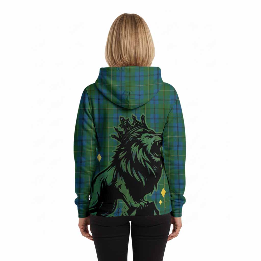Johnstone (Johnston) Tartan Family Crest Hoodie Crowned Lion Roaring