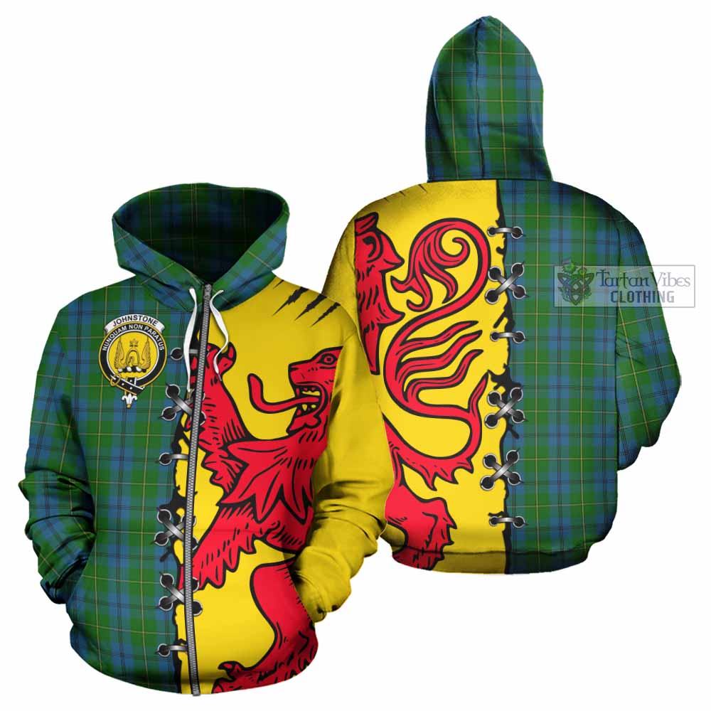 Johnstone (Johnston) Tartan Family Crest Hoodie Lion Rampant Honor - Tartan Vibes Clothing