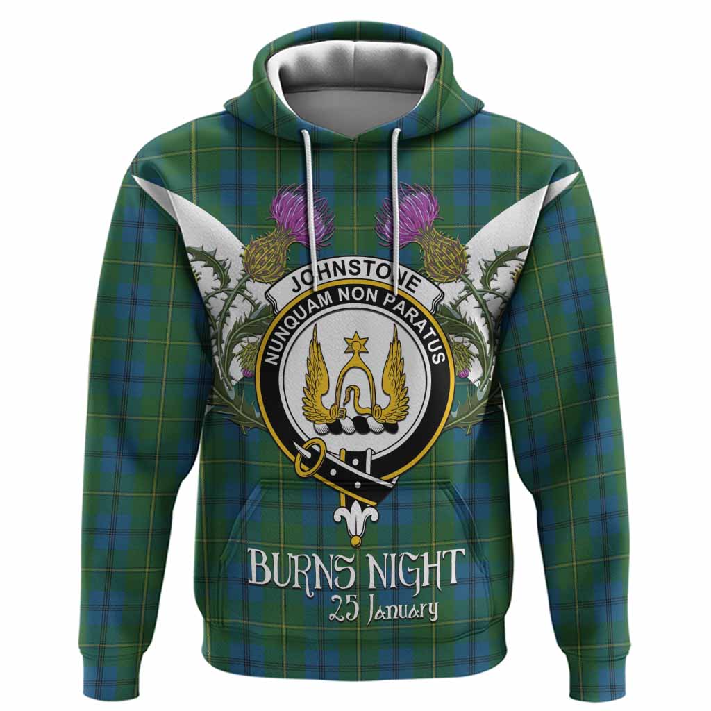 Johnstone (Johnston) Tartan Family Crest Hoodie Scottish Burns Night Thistle Floral