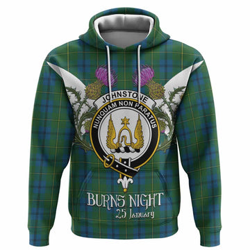 Johnstone (Johnston) Tartan Family Crest Hoodie Scottish Burns Night Thistle Floral