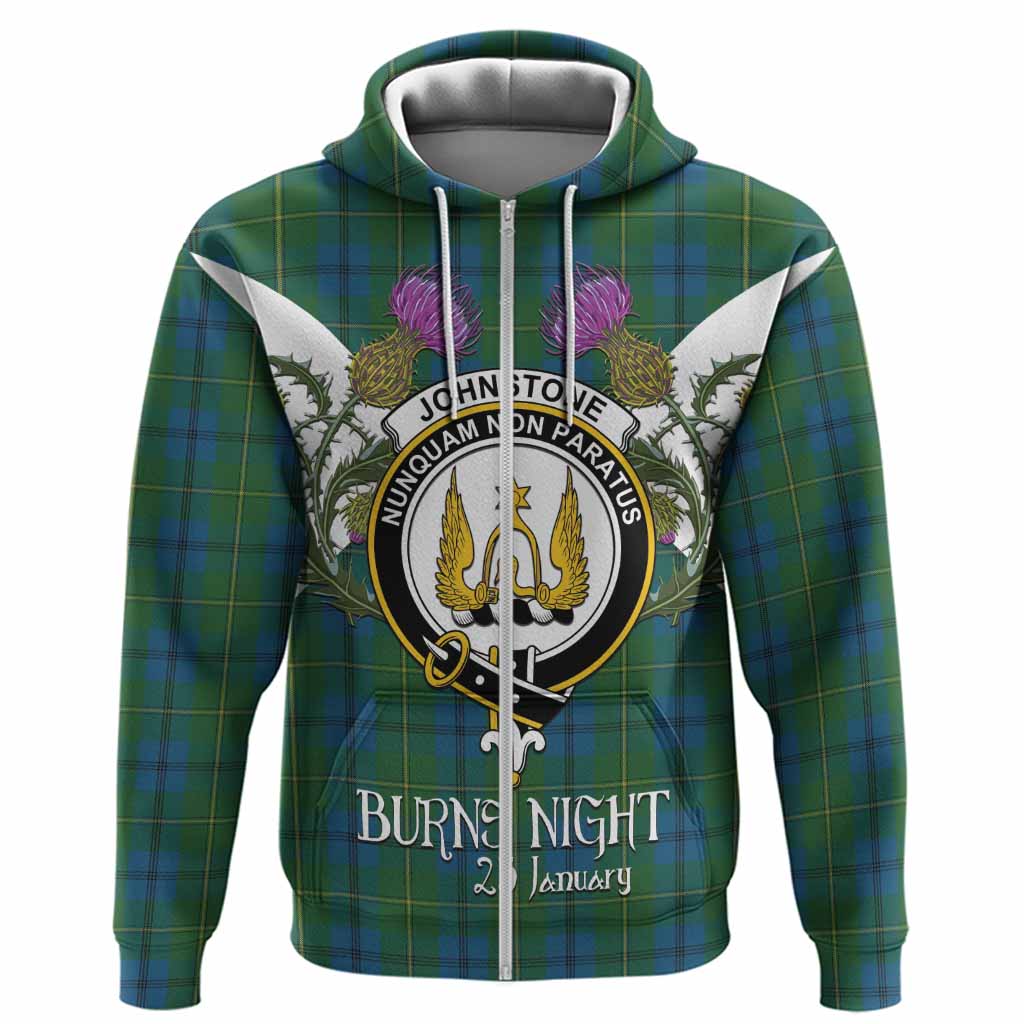 Johnstone (Johnston) Tartan Family Crest Hoodie Scottish Burns Night Thistle Floral