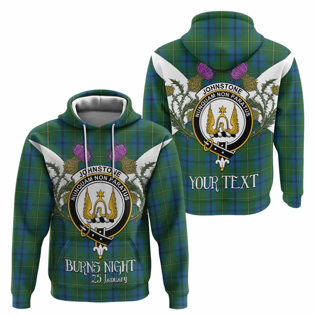 Johnstone (Johnston) Tartan Family Crest Hoodie Scottish Burns Night Thistle Floral