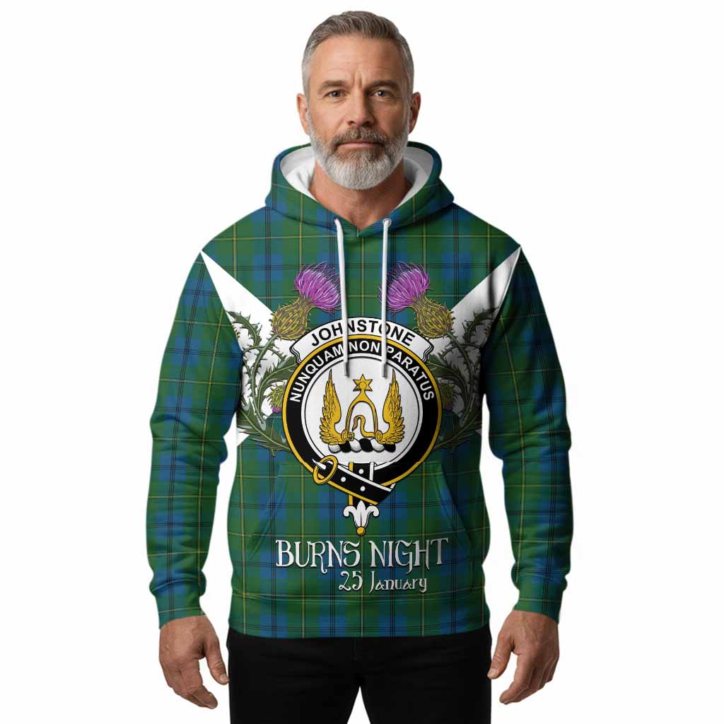 Johnstone (Johnston) Tartan Family Crest Hoodie Scottish Burns Night Thistle Floral