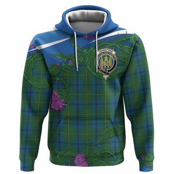 Johnstone (Johnston) Tartan Family Crest Hoodie Thistle in Minimalism