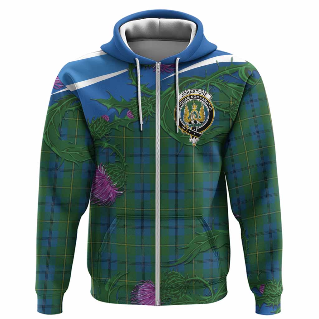 Johnstone (Johnston) Tartan Family Crest Hoodie Thistle in Minimalism