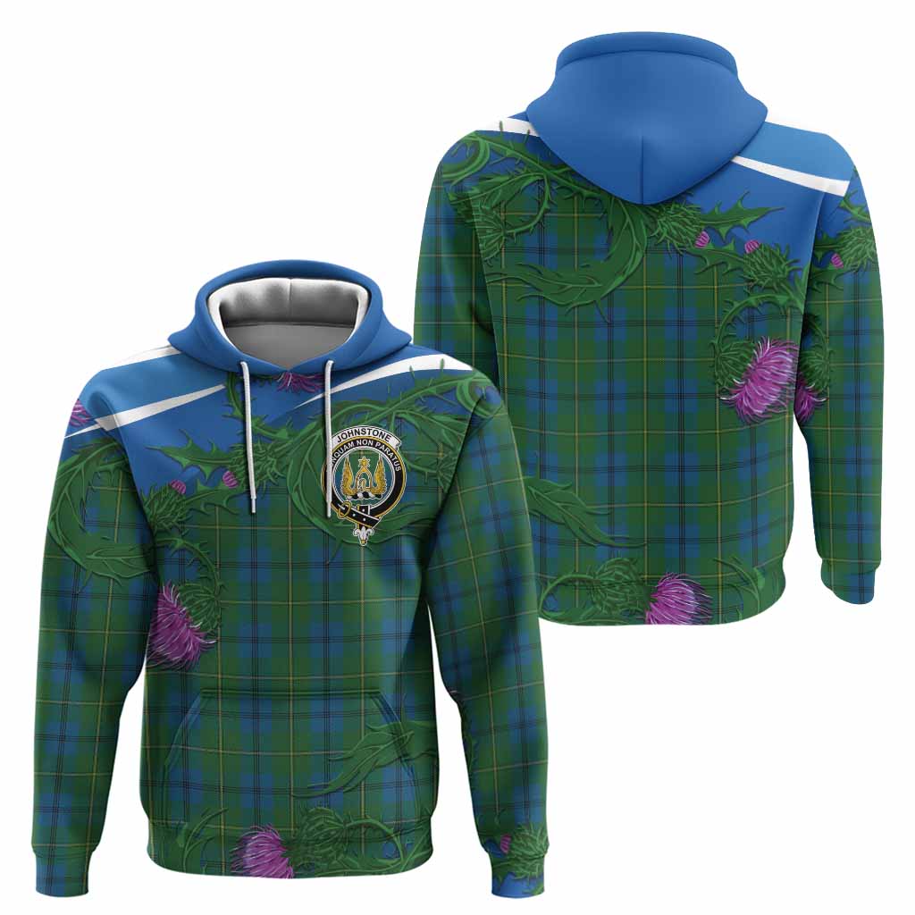 Johnstone (Johnston) Tartan Family Crest Hoodie Thistle in Minimalism
