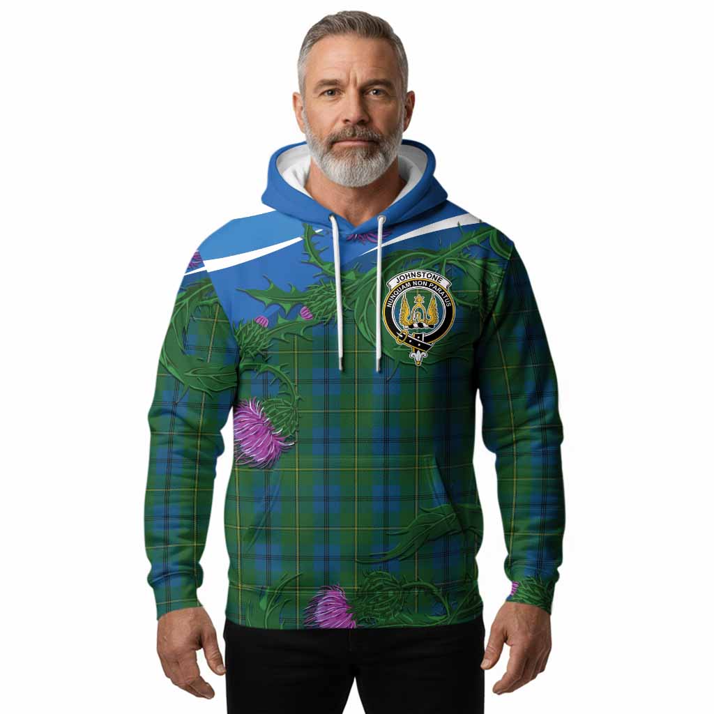 Johnstone (Johnston) Tartan Family Crest Hoodie Thistle in Minimalism