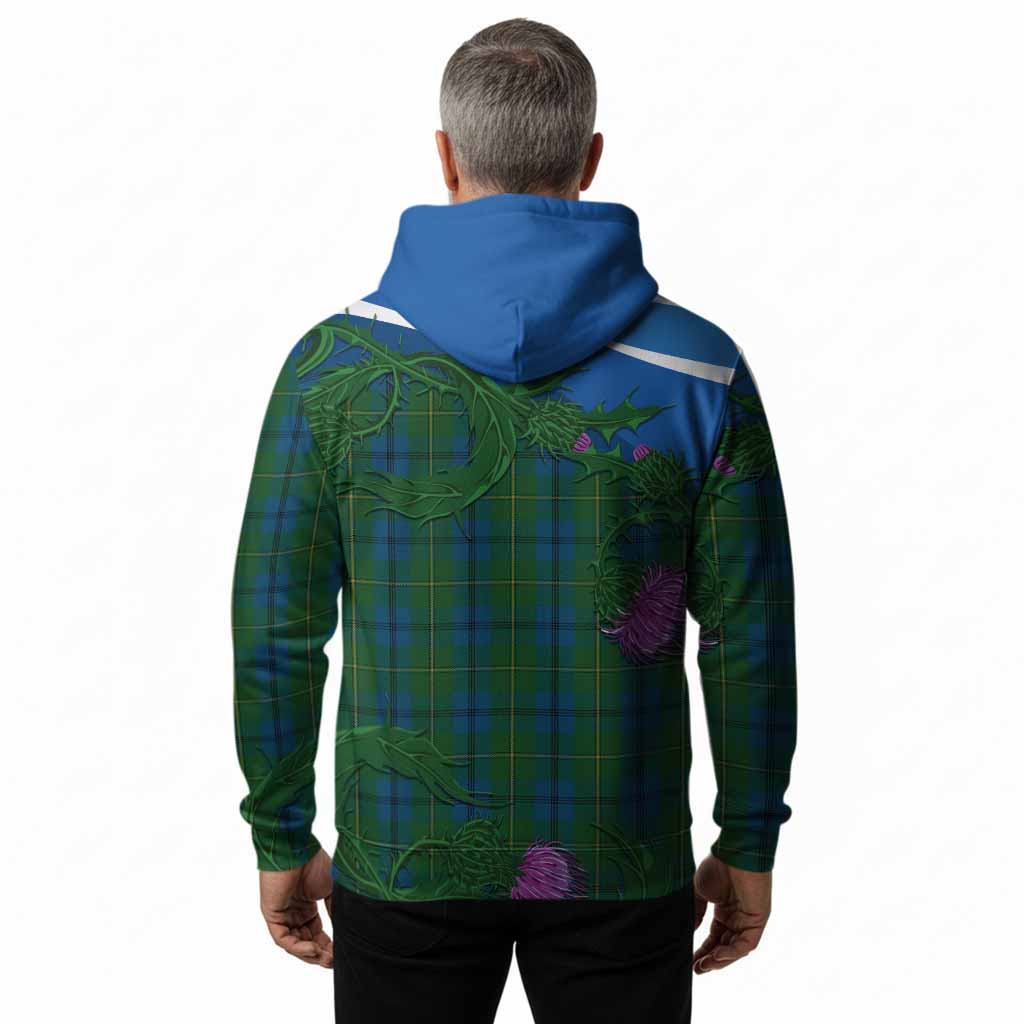 Johnstone (Johnston) Tartan Family Crest Hoodie Thistle in Minimalism