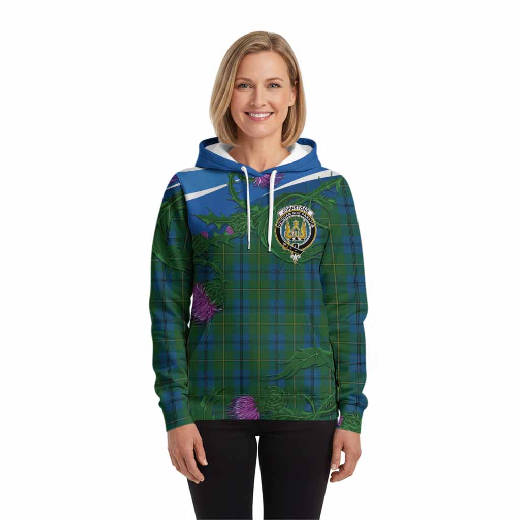 Johnstone (Johnston) Tartan Family Crest Hoodie Thistle in Minimalism