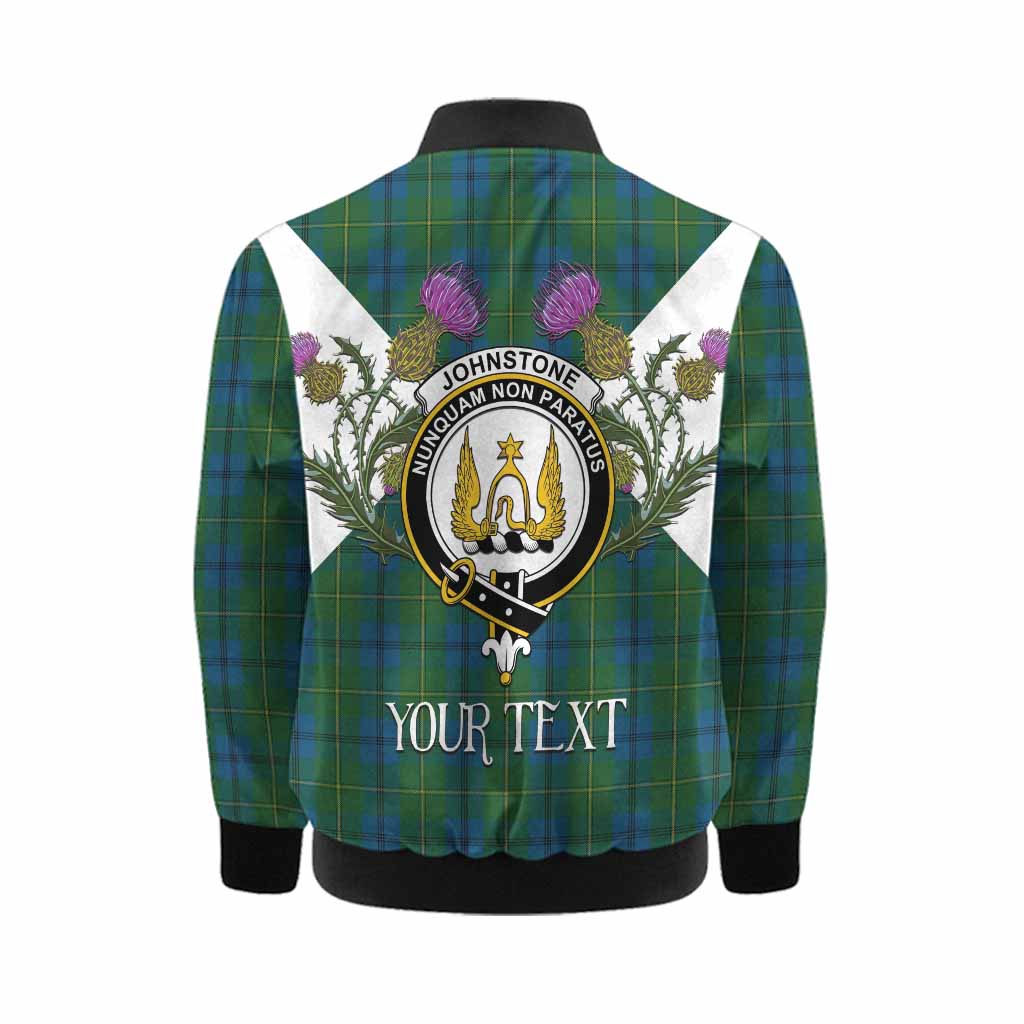 Johnstone (Johnston) Tartan Family Crest Kid Bomber Jacket Scottish Burns Night Thistle Floral