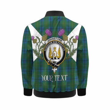 Johnstone (Johnston) Tartan Family Crest Kid Bomber Jacket Scottish Burns Night Thistle Floral