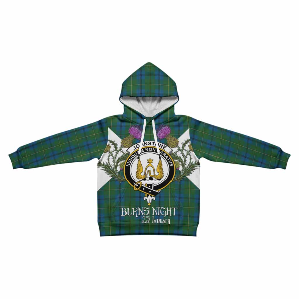 Johnstone (Johnston) Tartan Family Crest Kid Hoodie Scottish Burns Night Thistle Floral
