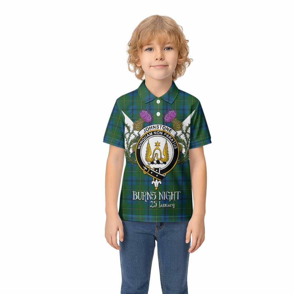 Johnstone (Johnston) Tartan Family Crest Kid Polo Shirt Scottish Burns Night Thistle Floral