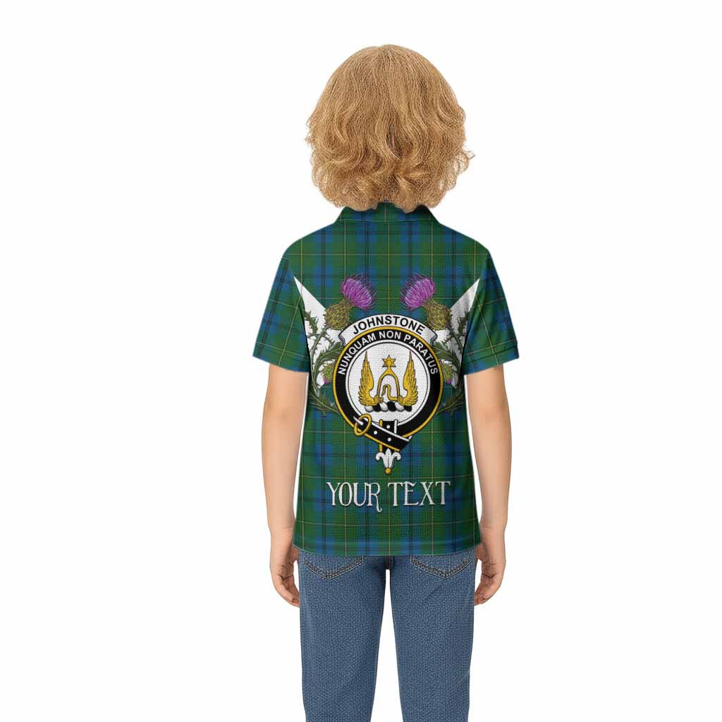 Johnstone (Johnston) Tartan Family Crest Kid Polo Shirt Scottish Burns Night Thistle Floral