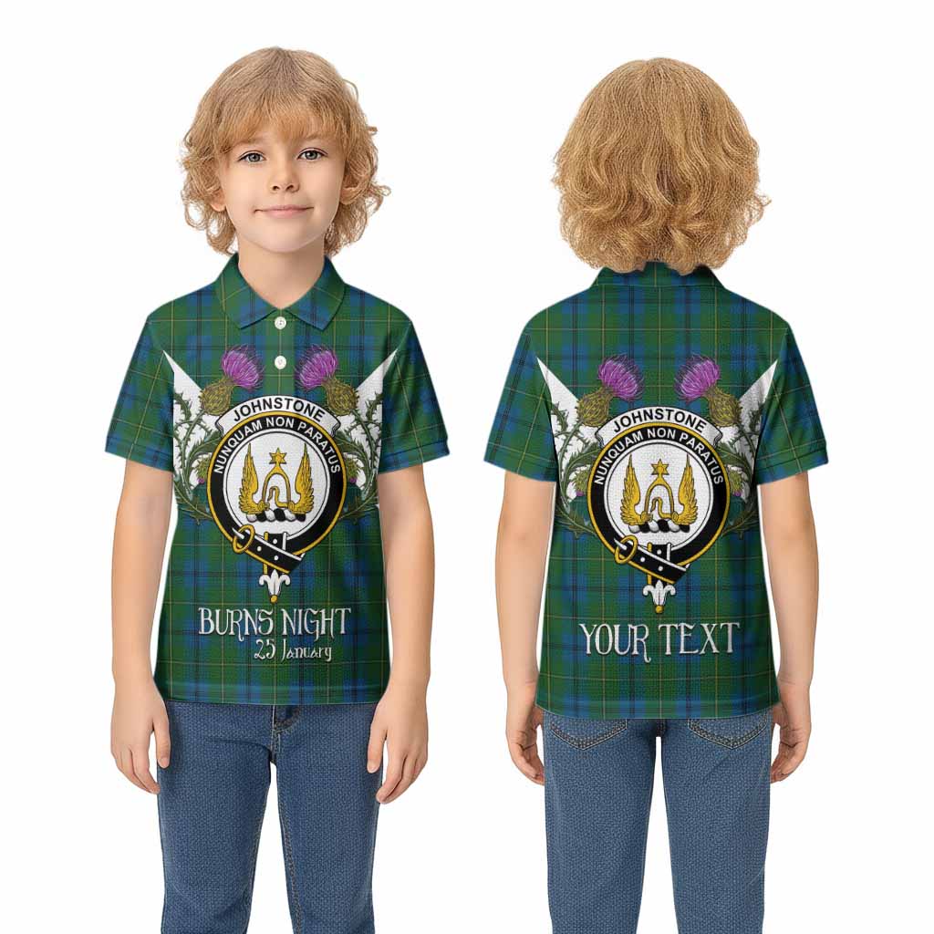 Johnstone (Johnston) Tartan Family Crest Kid Polo Shirt Scottish Burns Night Thistle Floral
