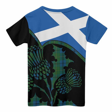 Johnstone (Johnston) Tartan Family Crest Kid T-shirt Scotland Thistle Floral Flag Style