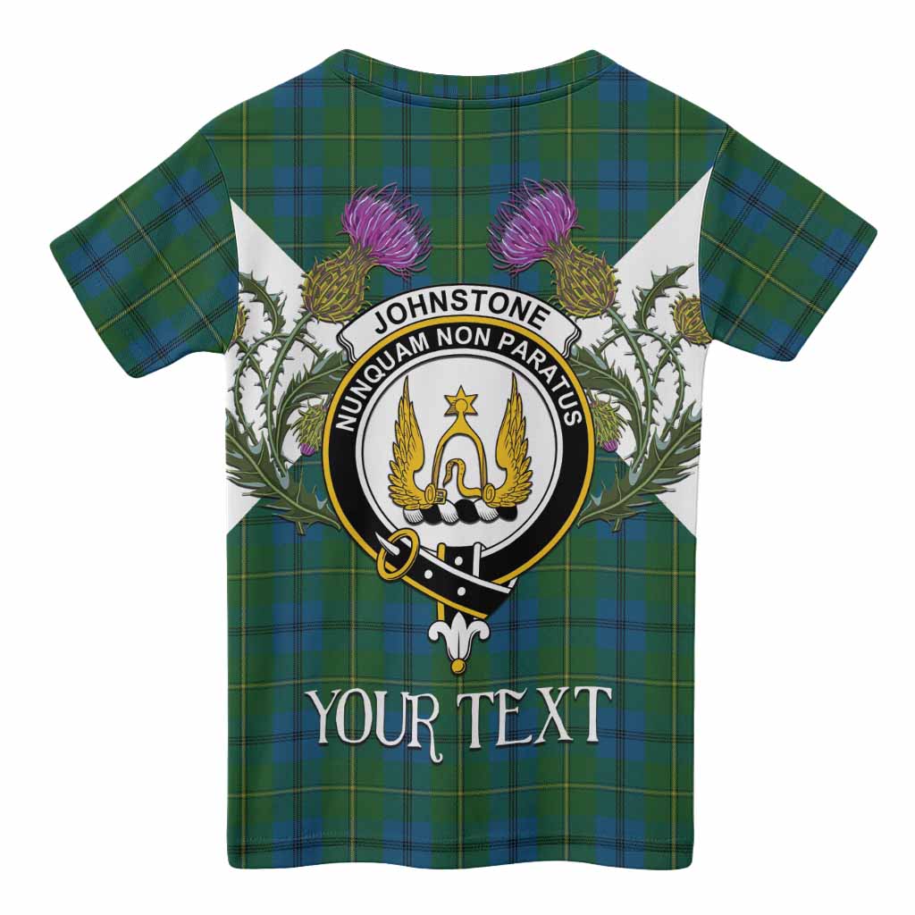 Johnstone (Johnston) Tartan Family Crest Kid T-shirt Scottish Burns Night Thistle Floral