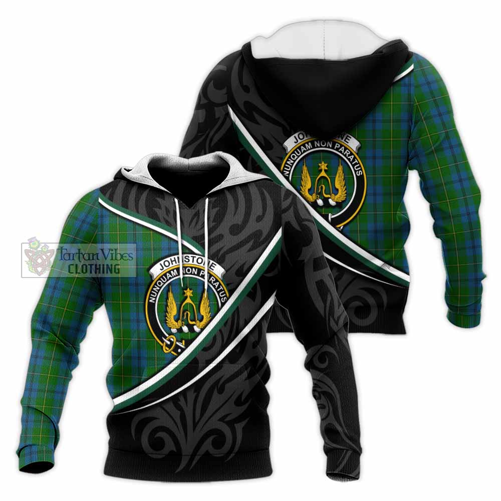 Johnstone (Johnston) Tartan Family Crest Knitted Hoodie Celtic Scottish Thistle Floral - Tartan Vibes Clothing