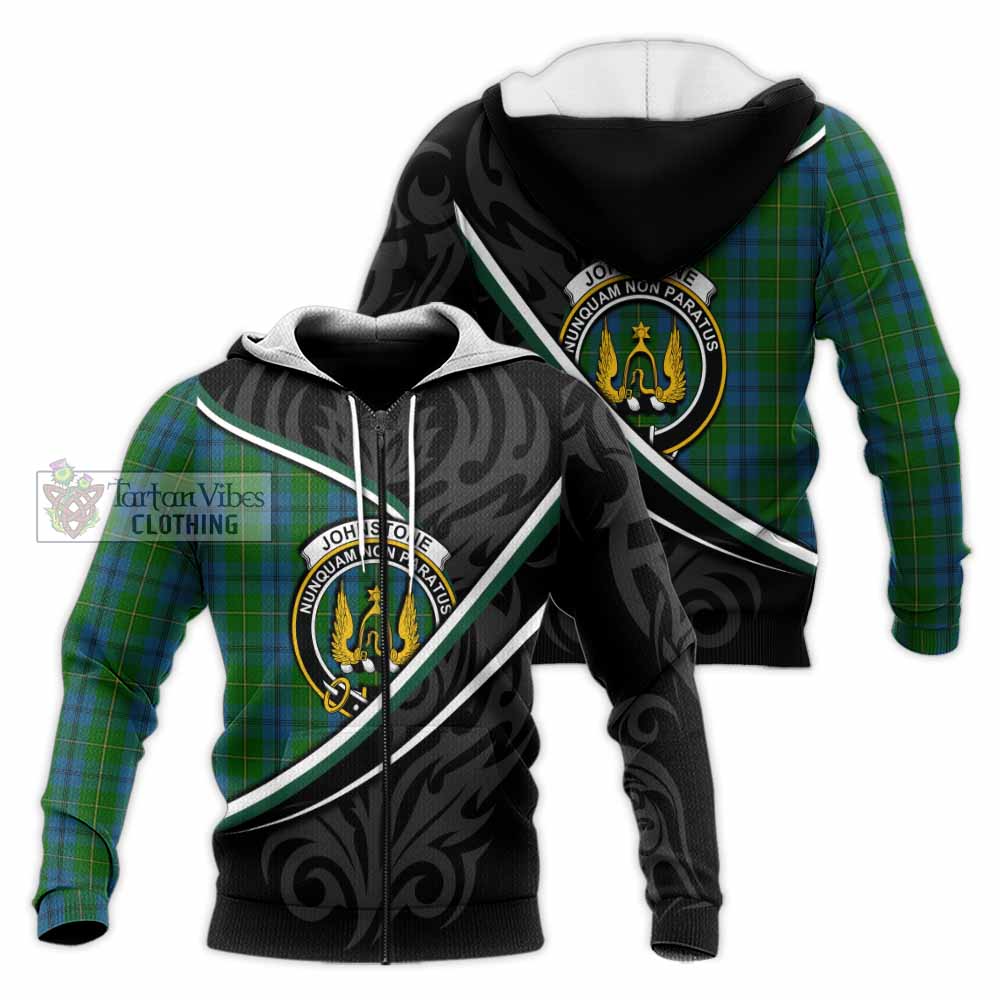 Johnstone (Johnston) Tartan Family Crest Knitted Hoodie Celtic Scottish Thistle Floral - Tartan Vibes Clothing
