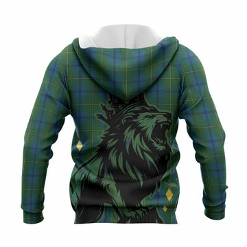 Johnstone (Johnston) Tartan Family Crest Knitted Hoodie Crowned Lion Roaring