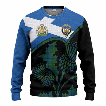 Johnstone (Johnston) Tartan Family Crest Knitted Sweater Scotland Thistle Floral Flag Style