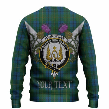 Johnstone (Johnston) Tartan Family Crest Knitted Sweater Scottish Burns Night Thistle Floral