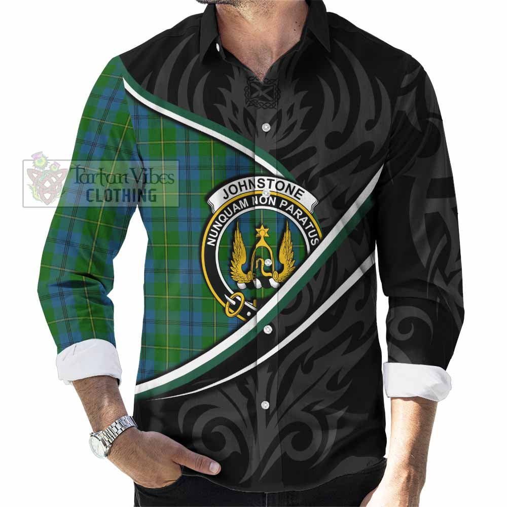 Johnstone (Johnston) Tartan Family Crest Long Sleeve Button Shirts Celtic Scottish Thistle Floral - Tartan Vibes Clothing