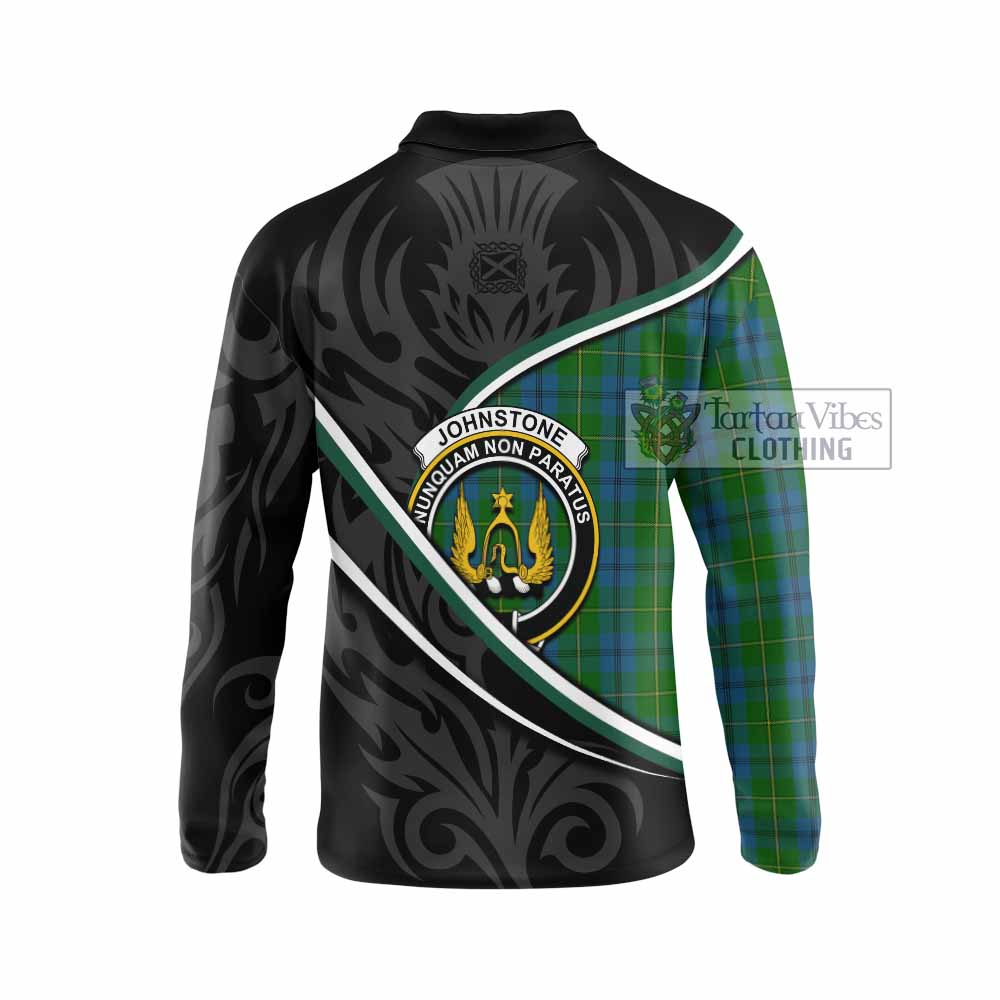 Johnstone (Johnston) Tartan Family Crest Long Sleeve Polo Shirt Celtic Scottish Thistle Floral - Tartan Vibes Clothing