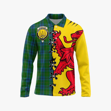 Johnstone (Johnston) Tartan Family Crest Long Sleeve Polo Shirt Lion Rampant Honor