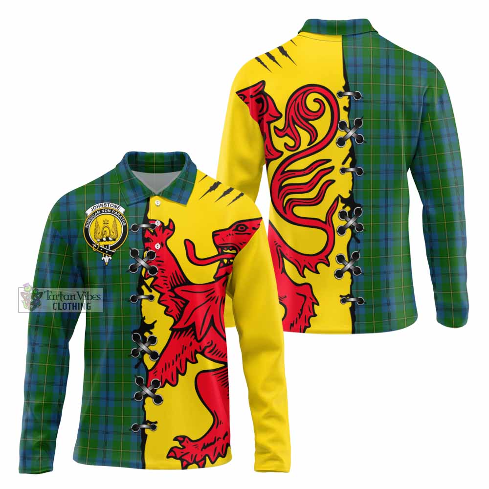 Johnstone (Johnston) Tartan Family Crest Long Sleeve Polo Shirt Lion Rampant Honor - Tartan Vibes Clothing