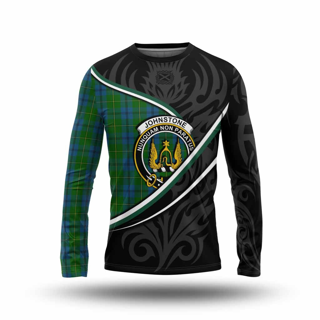 Johnstone (Johnston) Tartan Family Crest Long Sleeve T-Shirt Celtic Scottish Thistle Floral - Tartan Vibes Clothing