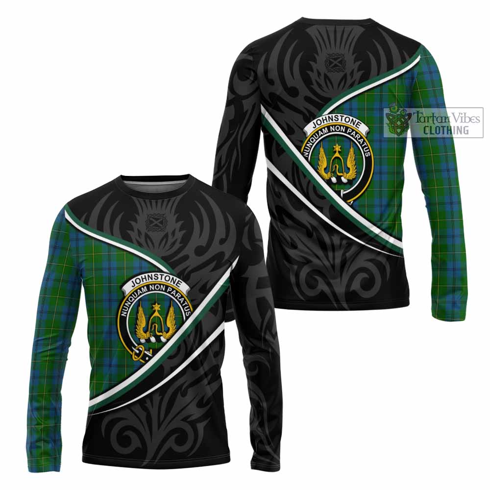 Johnstone (Johnston) Tartan Family Crest Long Sleeve T-Shirt Celtic Scottish Thistle Floral - Tartan Vibes Clothing