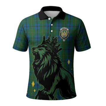 Johnstone (Johnston) Tartan Family Crest Polo Shirt Crowned Lion Roaring