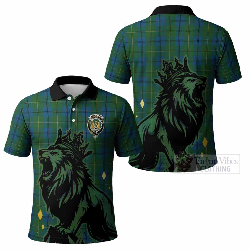 Johnstone (Johnston) Tartan Family Crest Polo Shirt Crowned Lion Roaring